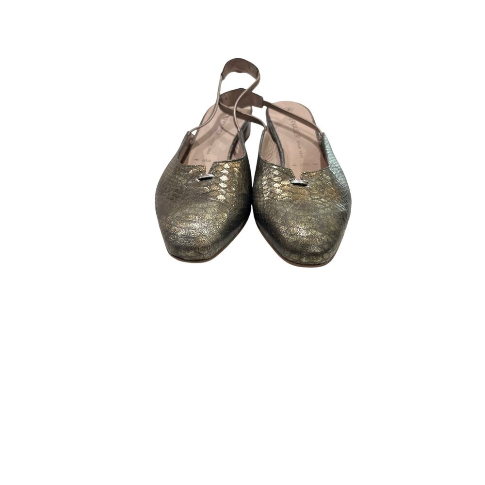 Peter Kaiser Women’s Gold Metallic Snake Print Slingback Flats Size 6.5